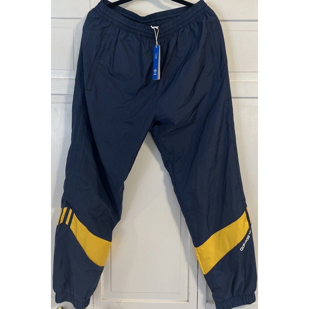 Adidas Ripstop Track Pants Navy/Yellow NWT Size Mens Large